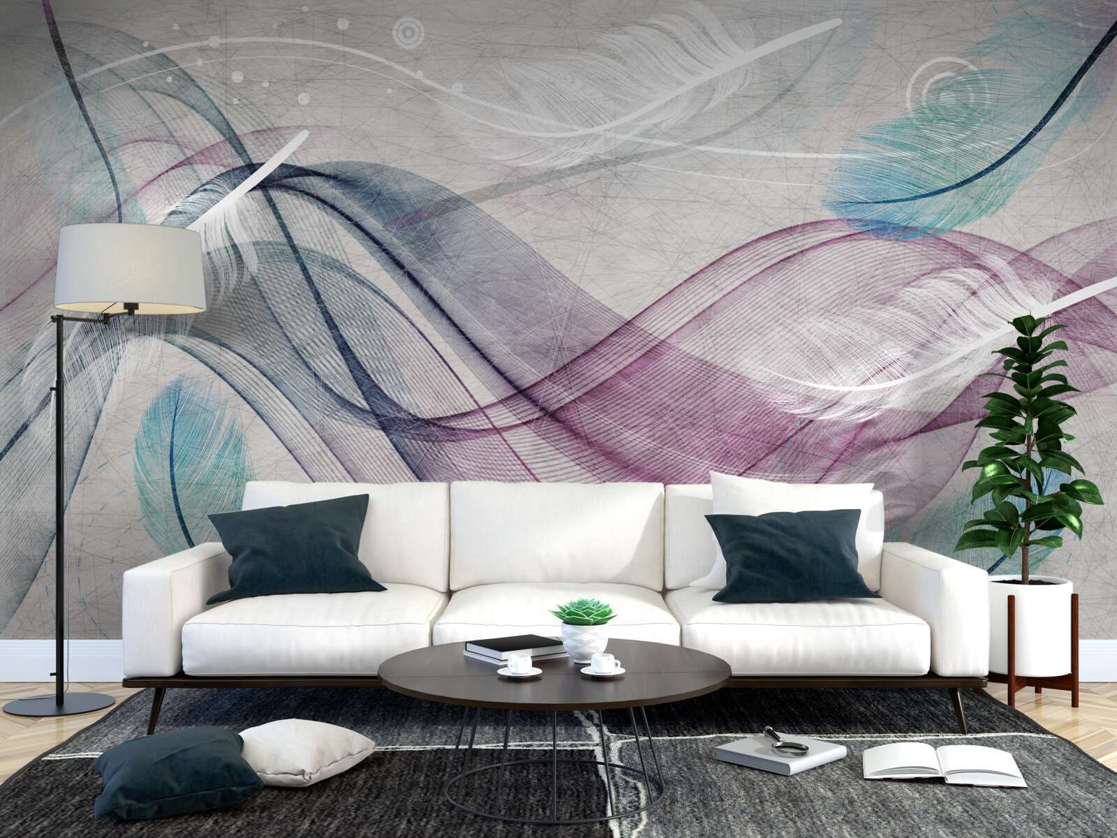 Fototapeta abstrakcia vo farbách peria a vĺn