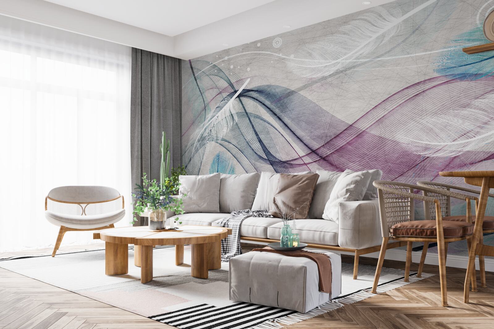 Fototapeta abstrakcia vo farbách peria a vĺn