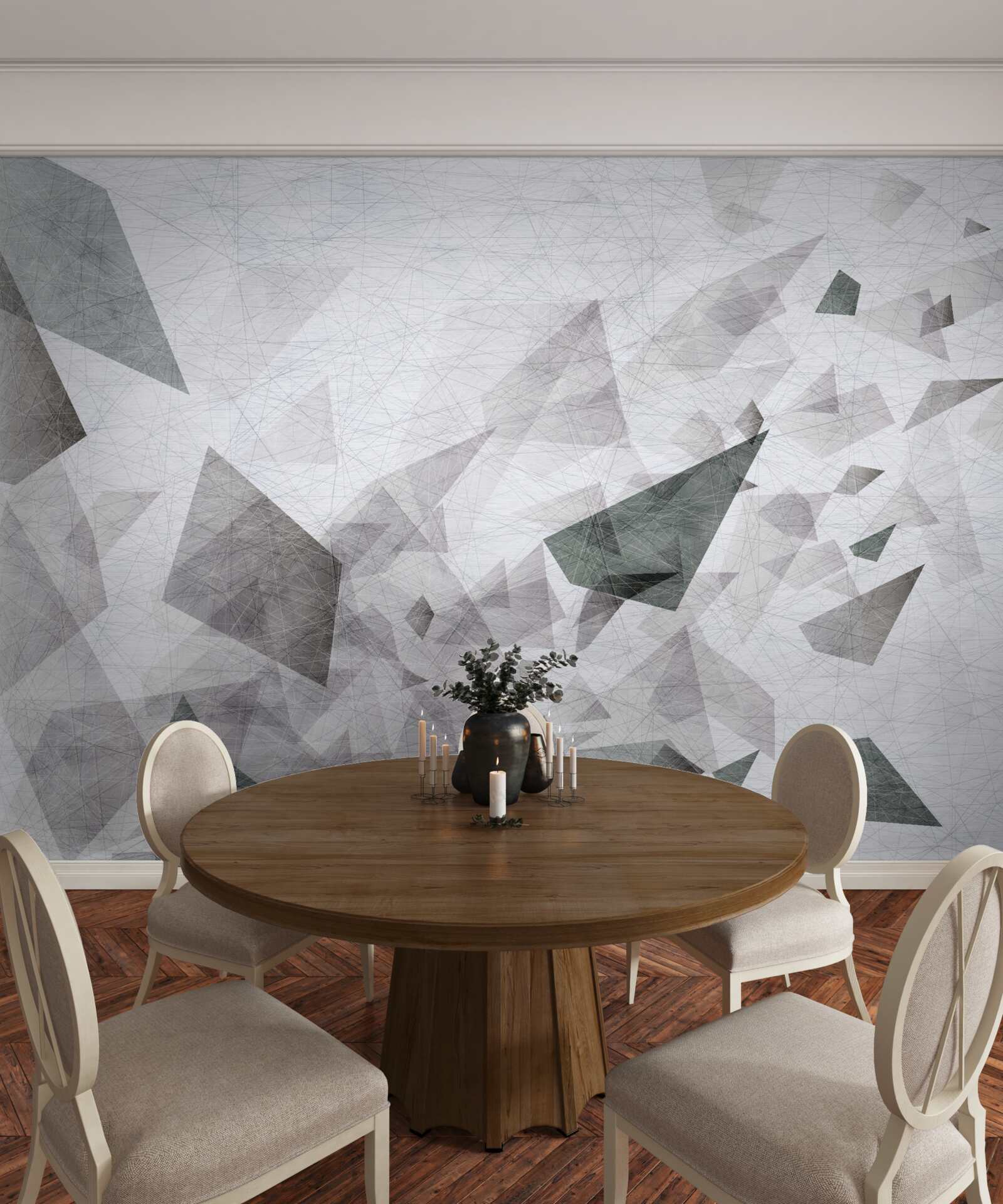 Fototapeta sivé pozadie s abstraktným vzorom nití