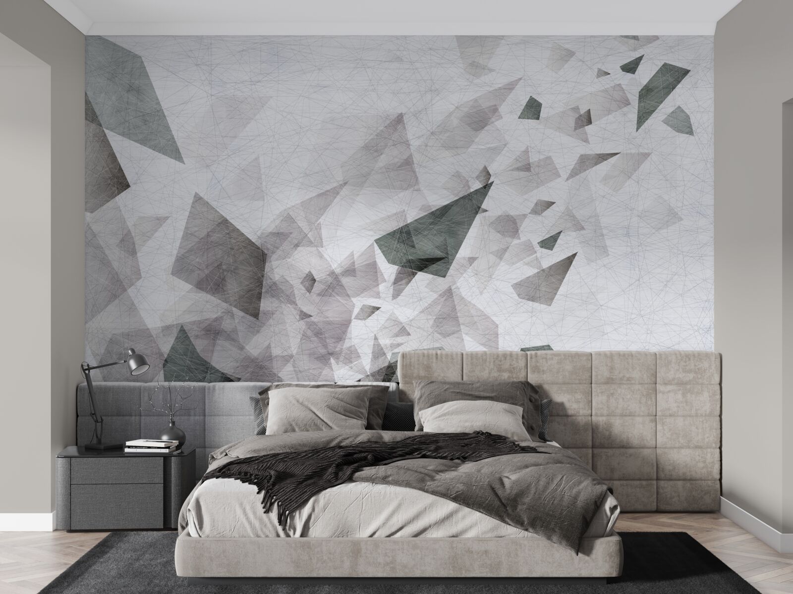 Fototapeta sivé pozadie s abstraktným vzorom nití