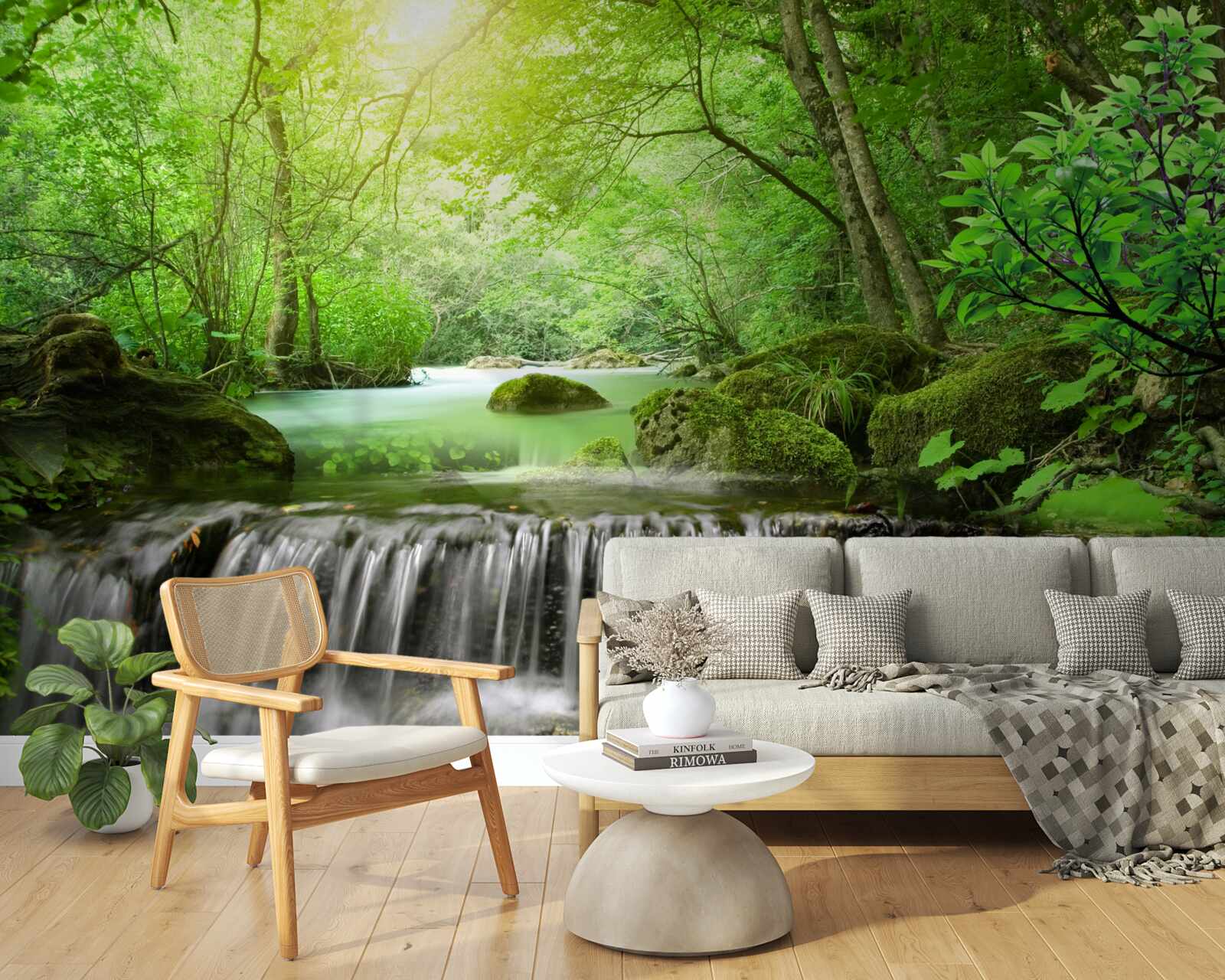 Fototapeta slnečné lúče dopadajú k vodopádu