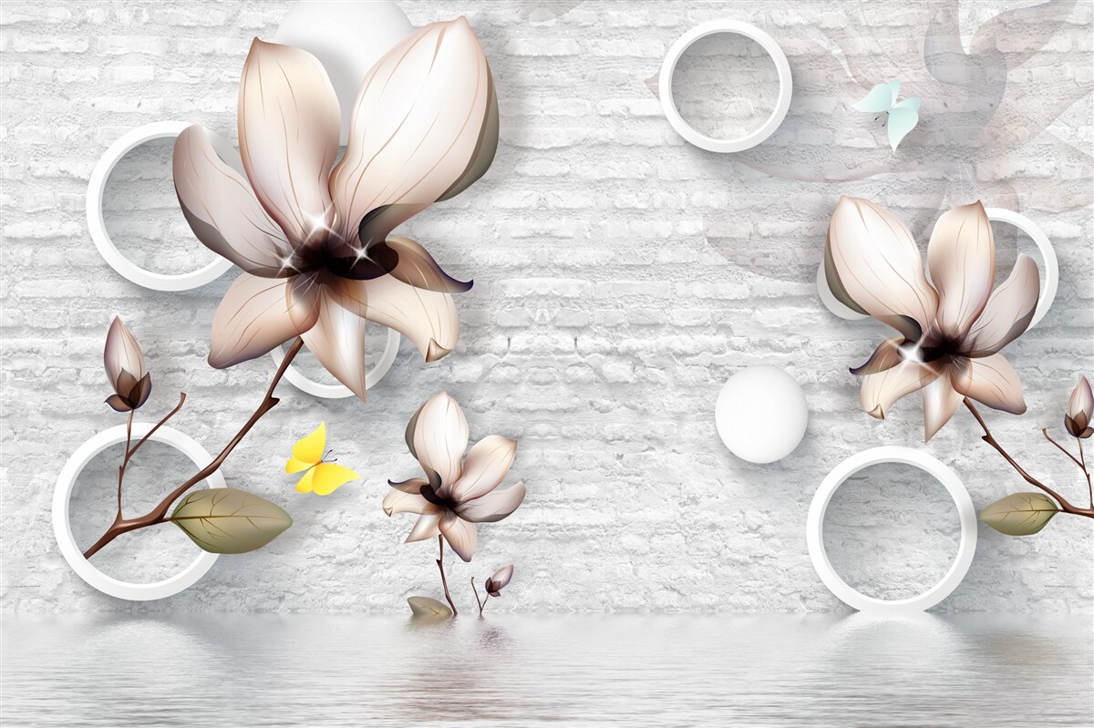 Fototapeta farebné púčiky na nezvyčajnom tehlovom pozadí