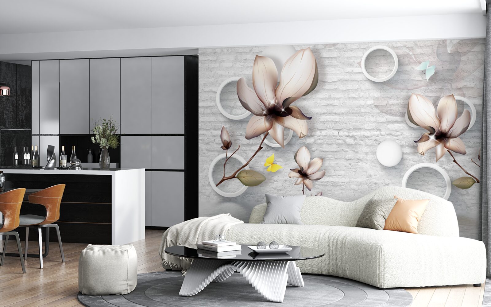 Fototapeta farebné púčiky na nezvyčajnom tehlovom pozadí