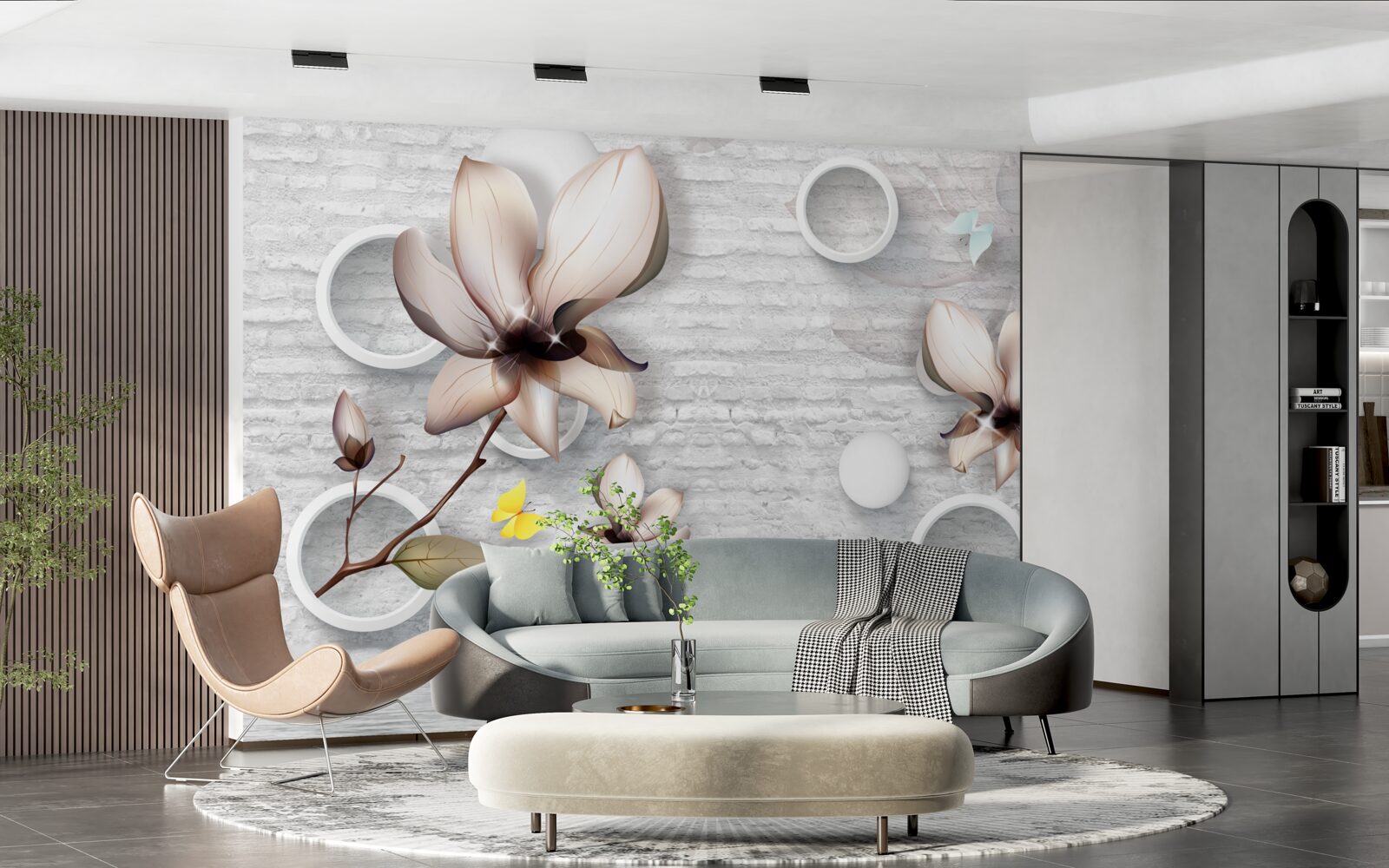 Fototapeta farebné púčiky na nezvyčajnom tehlovom pozadí