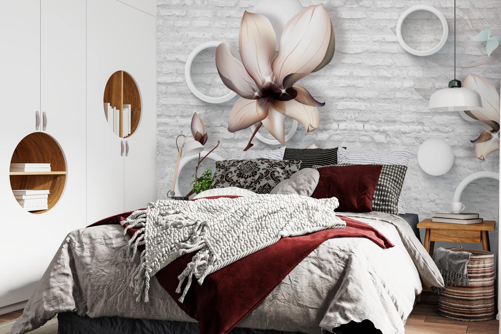 Fototapeta farebné púčiky na nezvyčajnom tehlovom pozadí