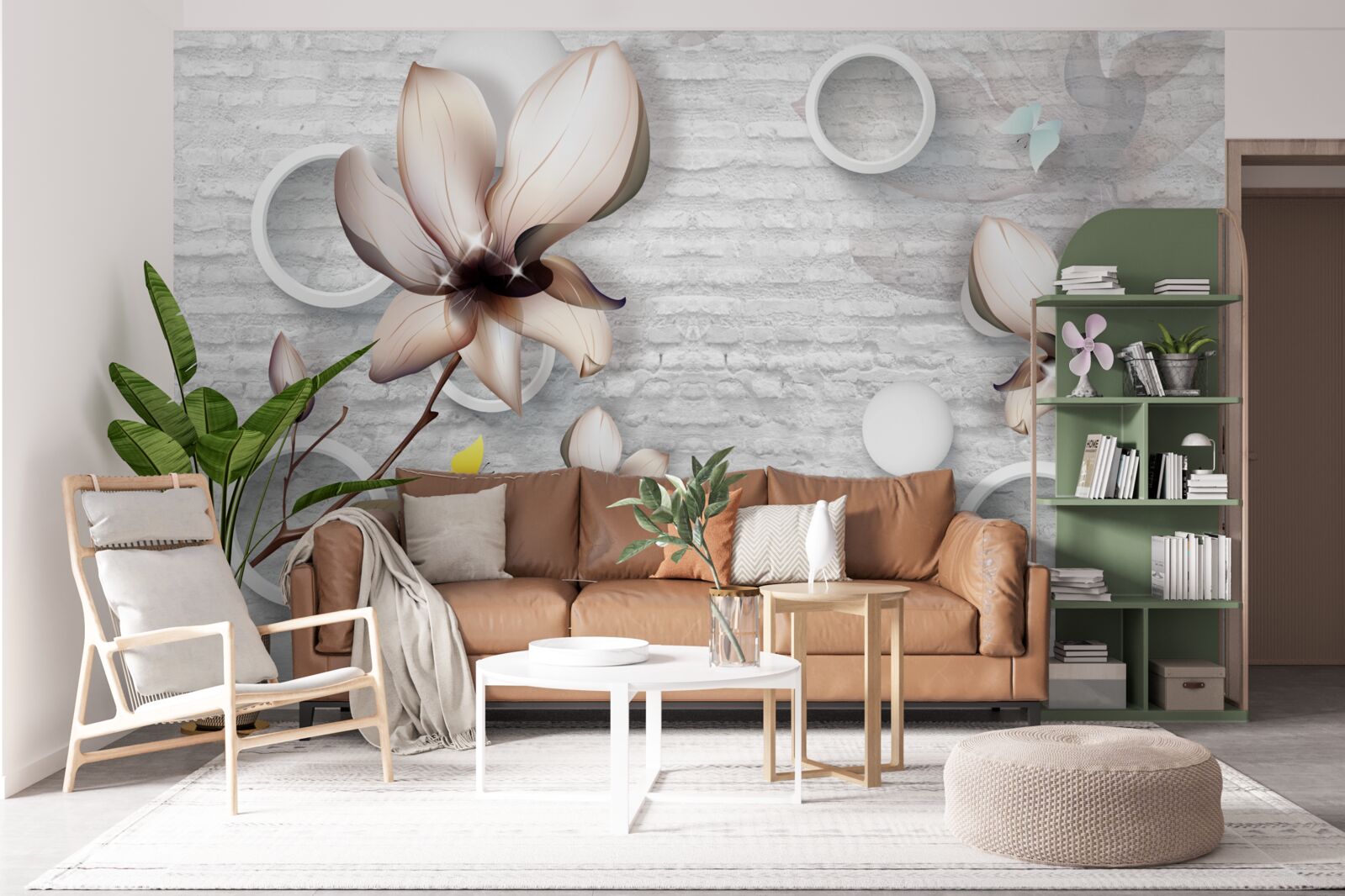 Fototapeta farebné púčiky na nezvyčajnom tehlovom pozadí