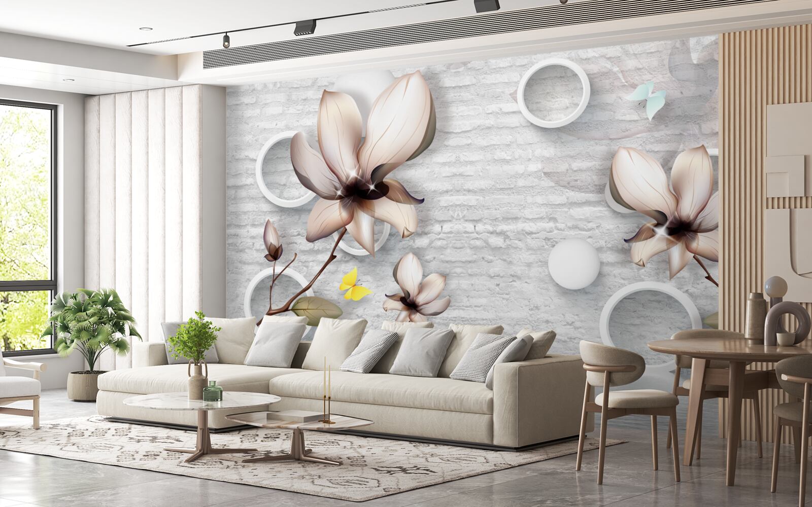 Fototapeta farebné púčiky na nezvyčajnom tehlovom pozadí