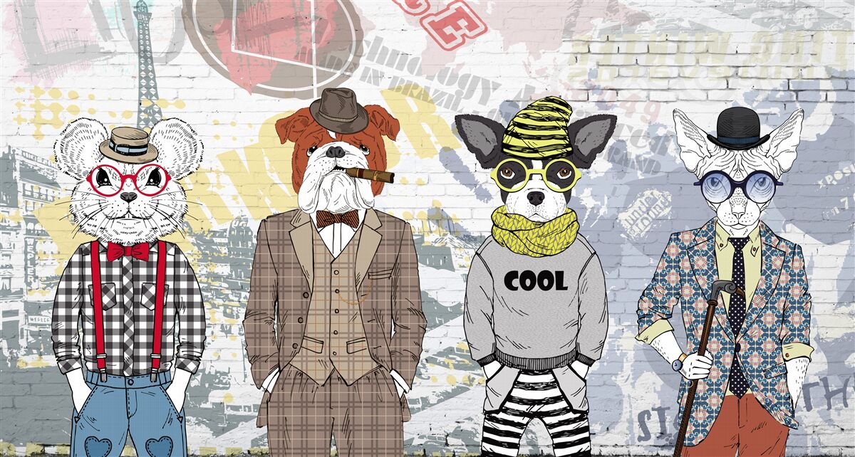 Fototapeta zvieratá v módnom oblečení