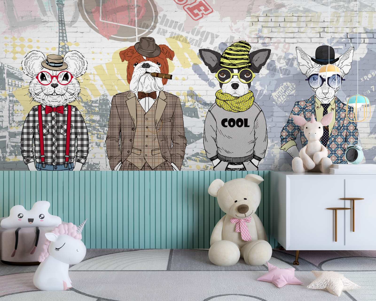 Fototapeta zvieratá v módnom oblečení