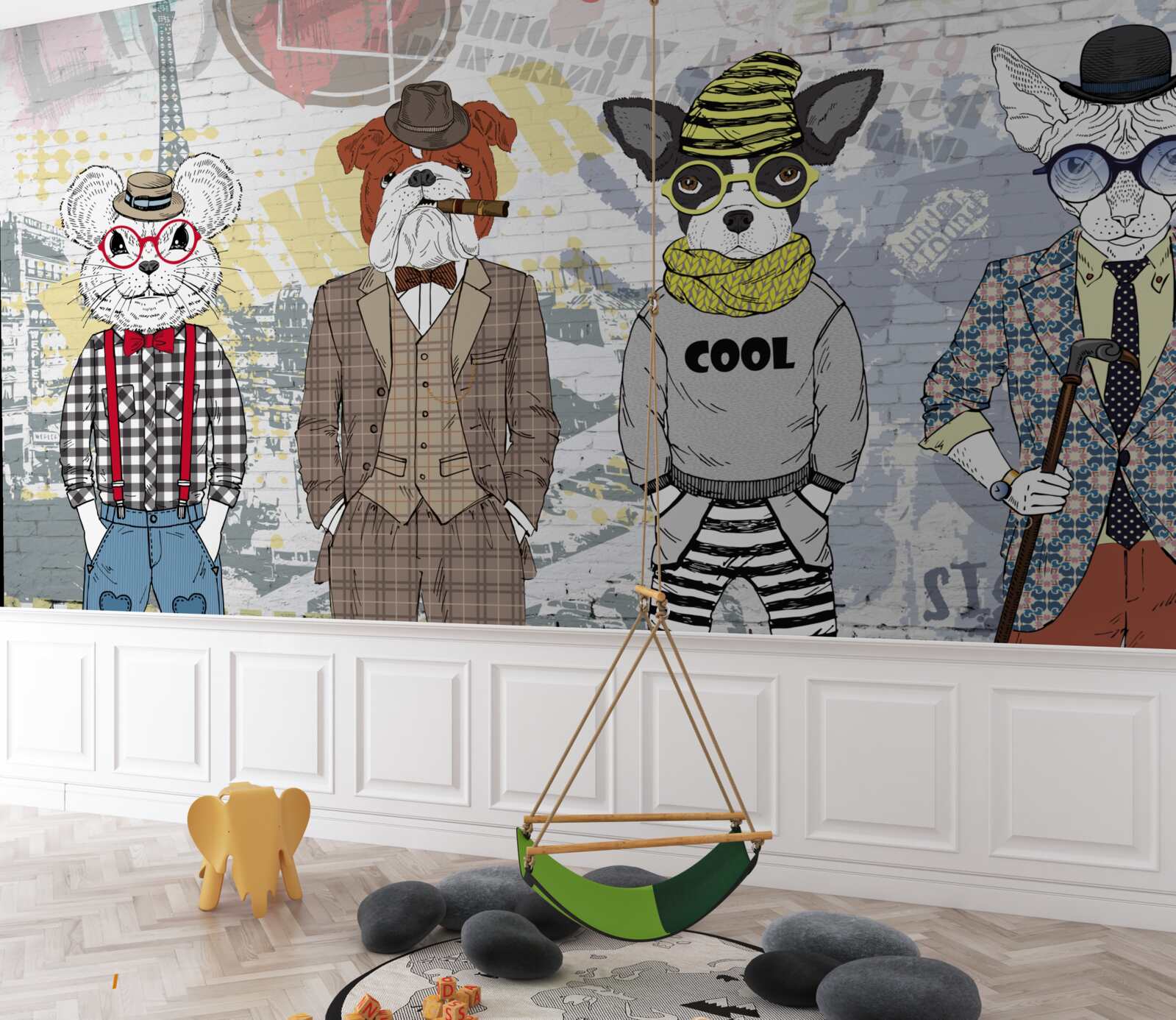 Fototapeta zvieratá v módnom oblečení