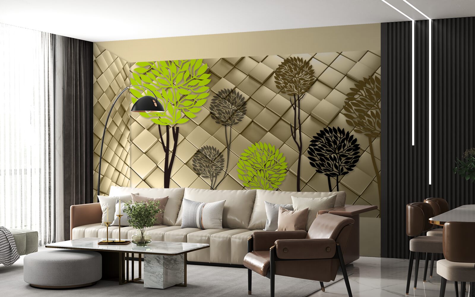 Fototapeta abstrakcie v odtieňoch zelenej a hnedej sú umiestnené na zlatom podklade