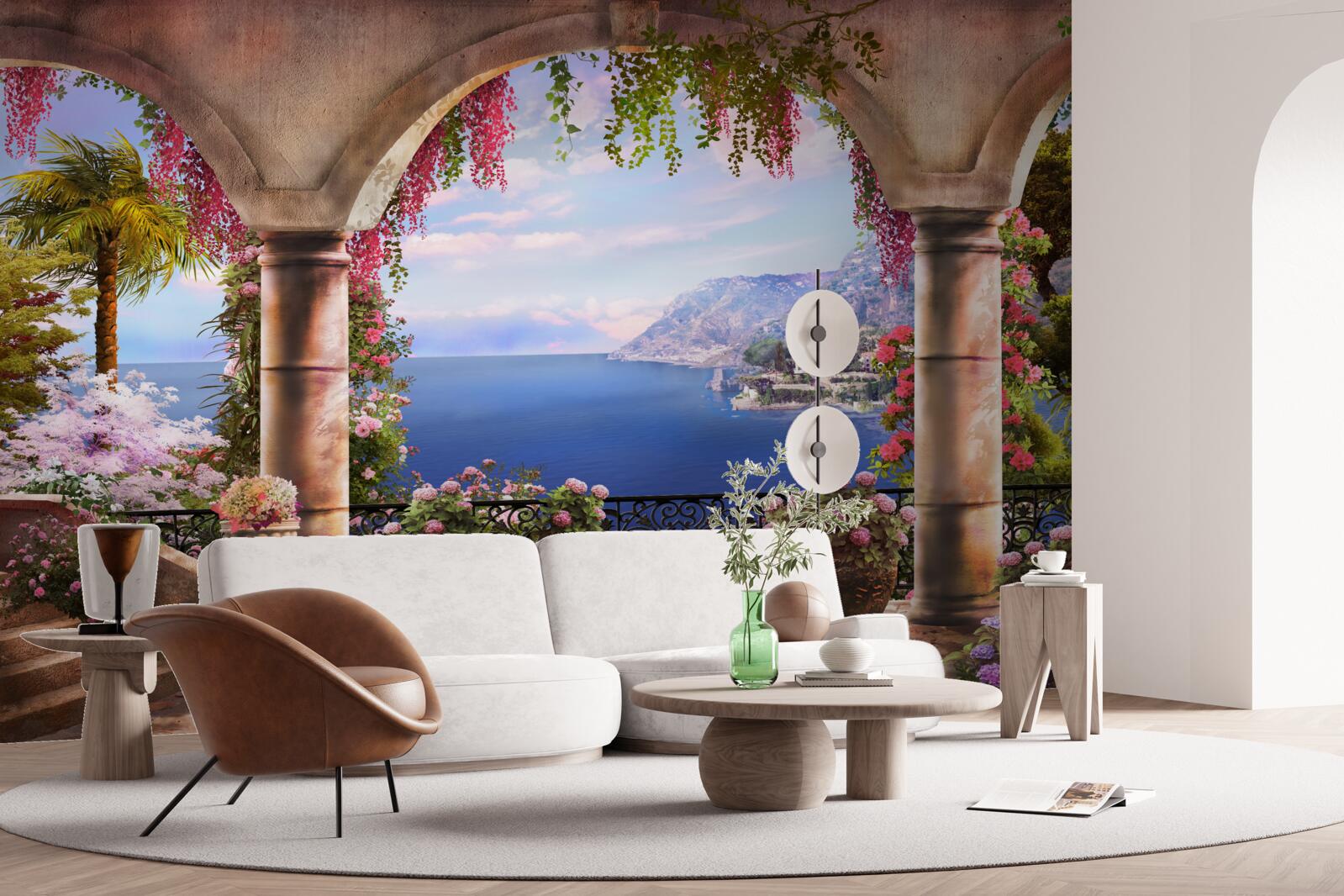 Fototapeta Oblúky z kameňa sa nachádzajú v blízkosti brehov modrého mora