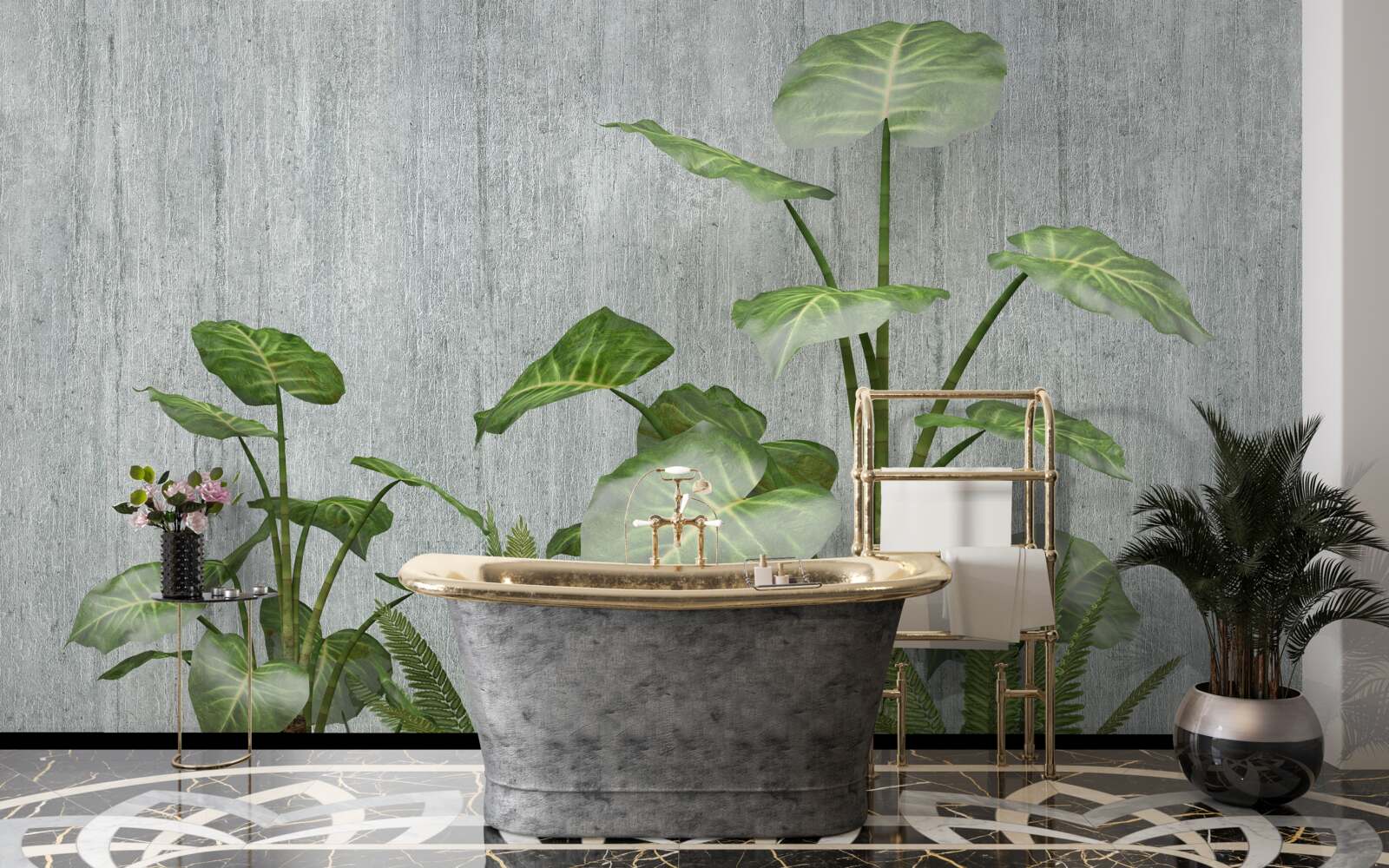 Fototapeta mocný ker monstera na striebornom pozadí