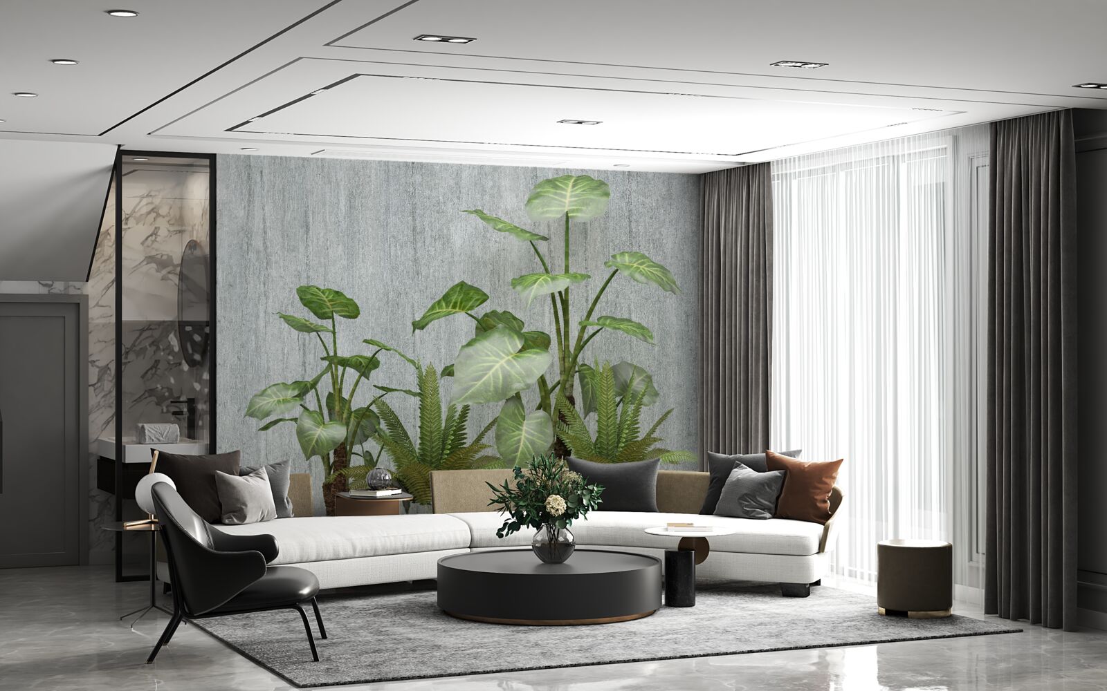 Fototapeta mocný ker monstera na striebornom pozadí