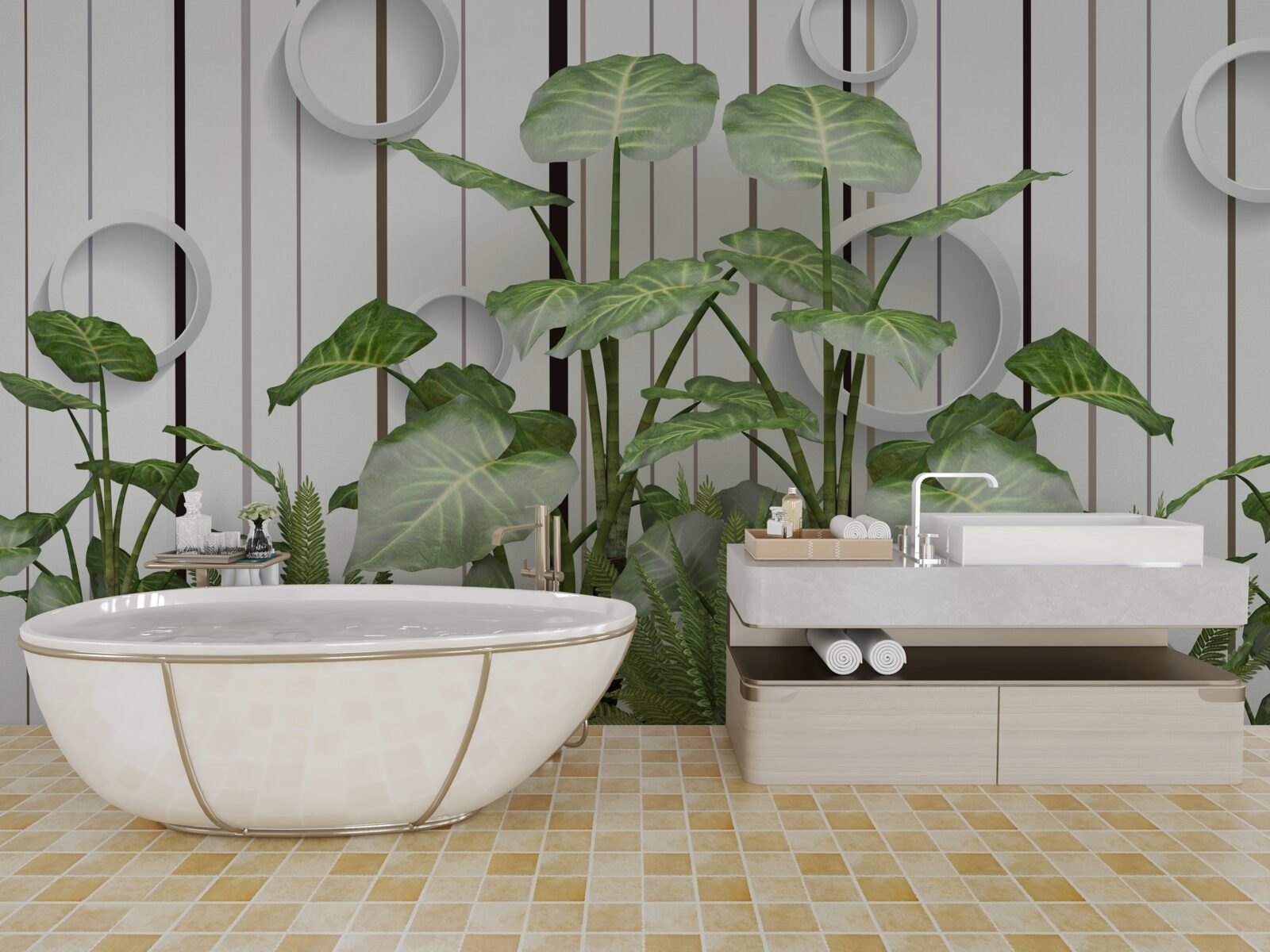 Fototapeta abstraktné pozadie zdobené zelenou vegetáciou