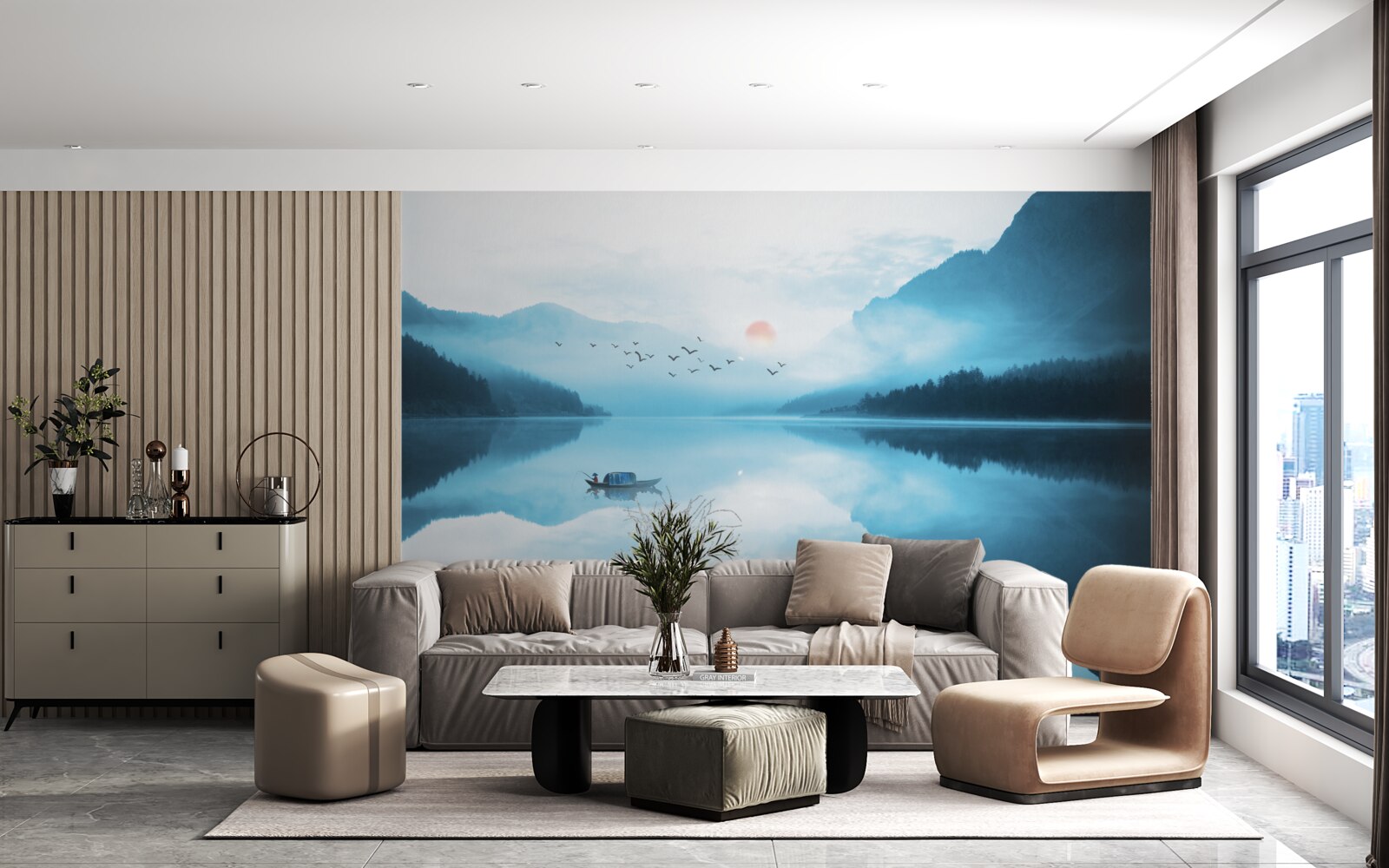 Fototapeta pri západe slnka je rybár v hlbokej vode