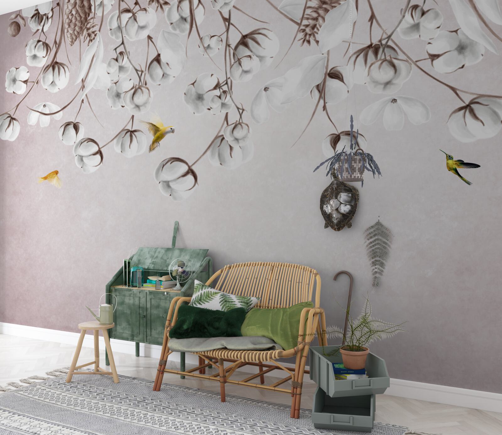 Fototapeta svetlá bavlna na bielom podklade