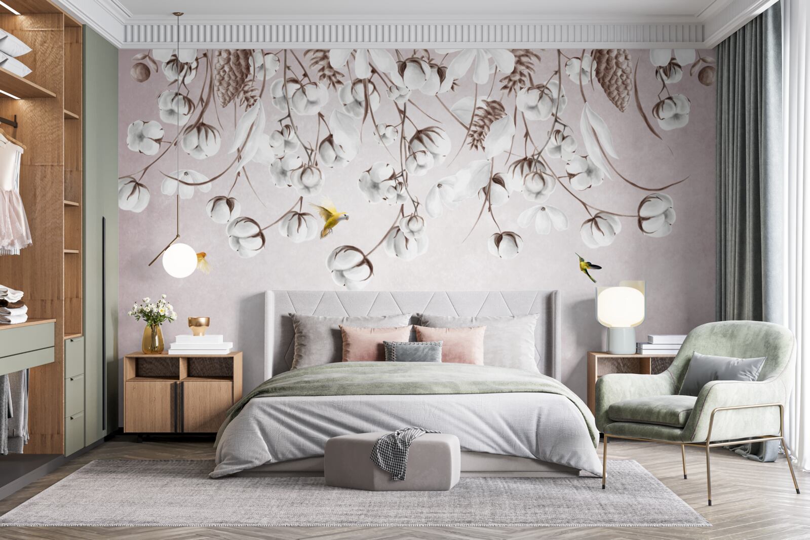 Fototapeta svetlá bavlna na bielom podklade