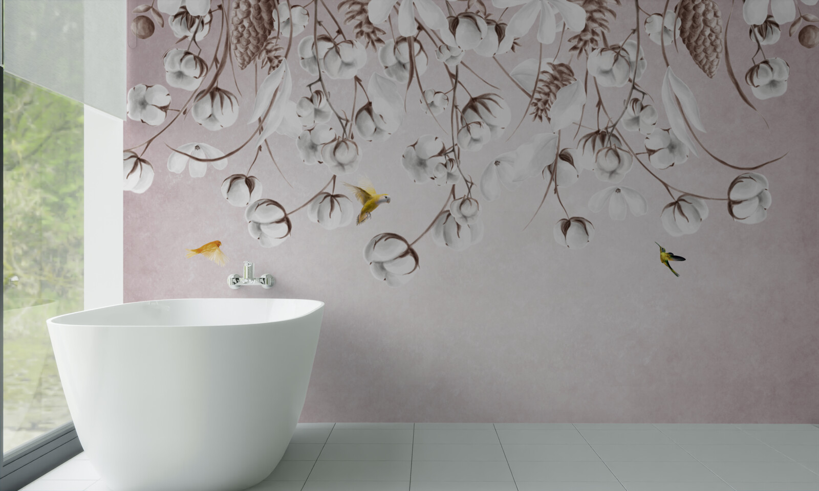 Fototapeta svetlá bavlna na bielom podklade