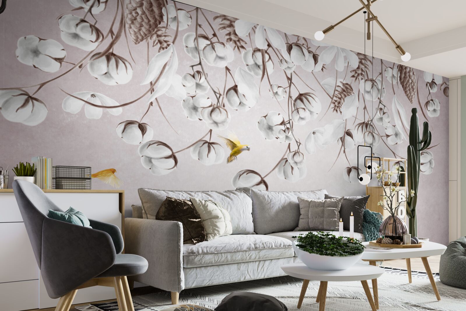 Fototapeta svetlá bavlna na bielom podklade