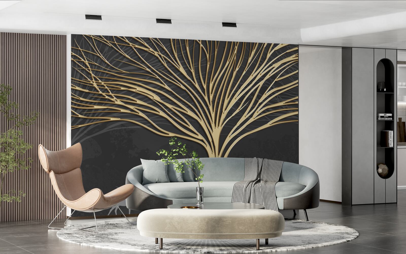 Fototapeta stádo jeleňov a zlatý strom