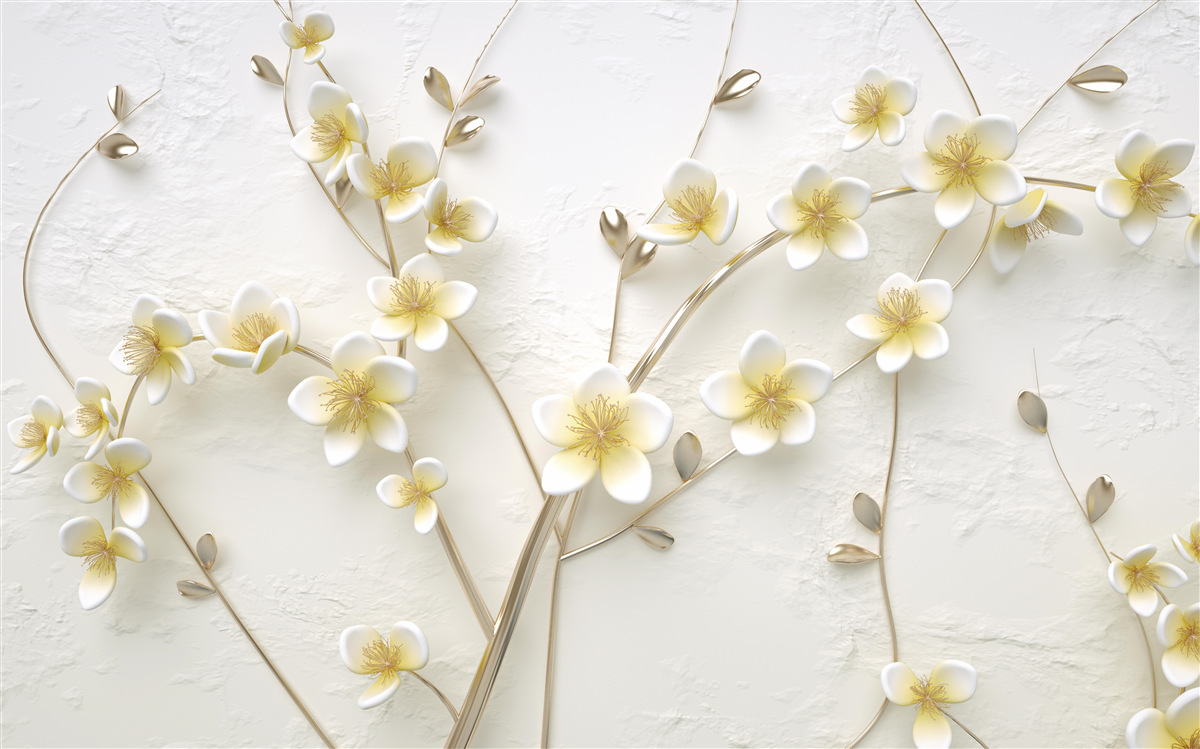 Fototapeta biele konáre magnólie so žltým jadrom