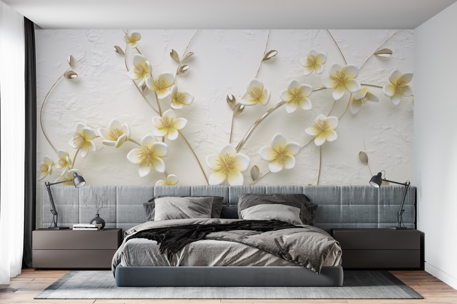 Fototapeta biele konáre magnólie so žltým jadrom