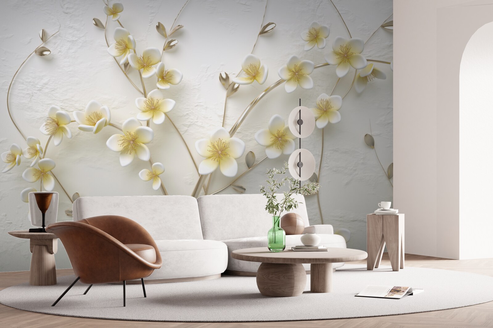 Fototapeta biele konáre magnólie so žltým jadrom