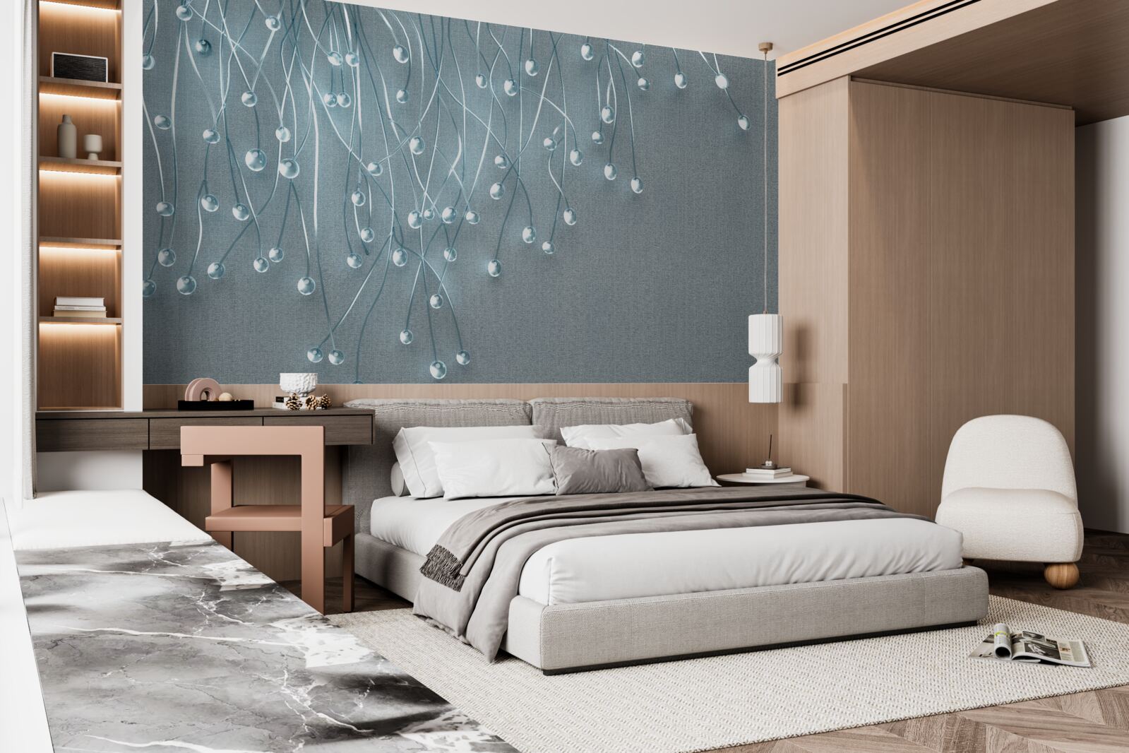 Fototapeta abstraktné obrázky vertikálne usporiadaných kvetov na vetvách