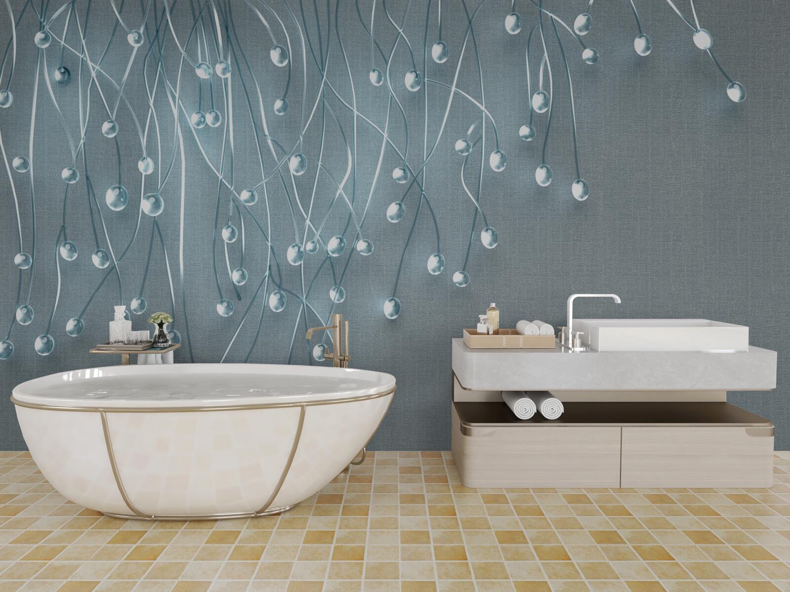 Fototapeta abstraktné obrázky vertikálne usporiadaných kvetov na vetvách