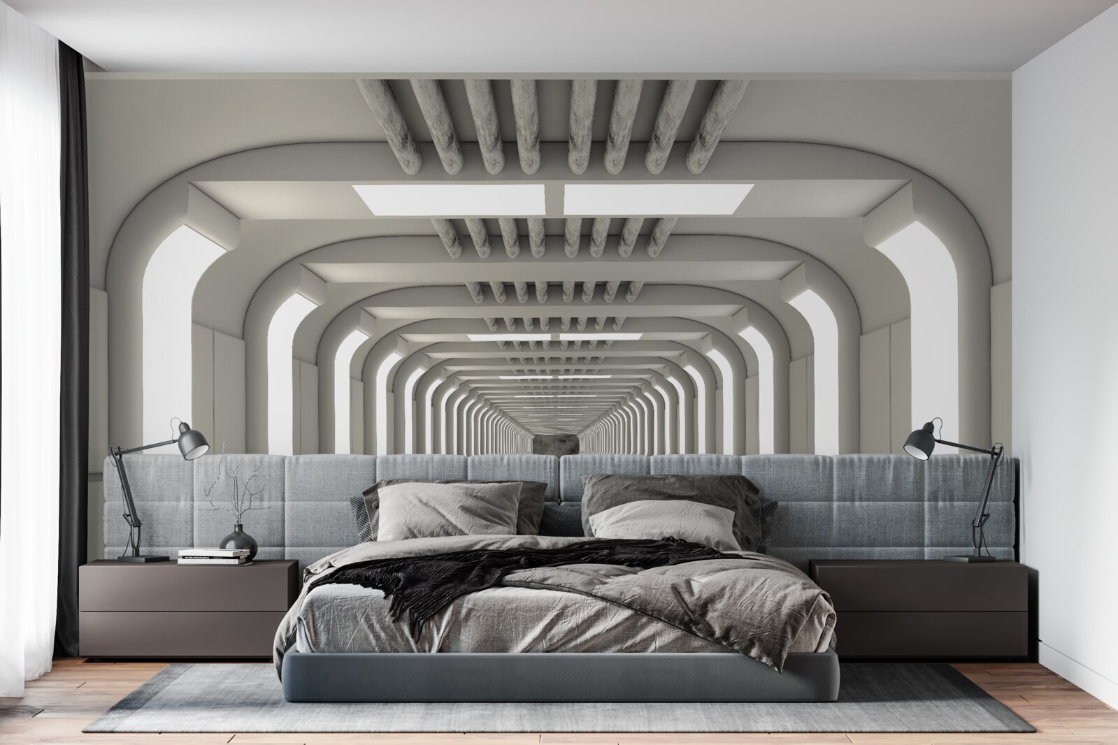 Fototapeta osvetlená nekonečná chodba v štýle futurizmu