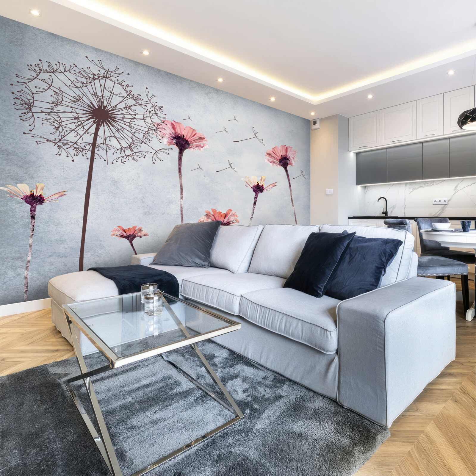 Fototapeta vlčie maky a gerbery pod silným nárazovým vetrom