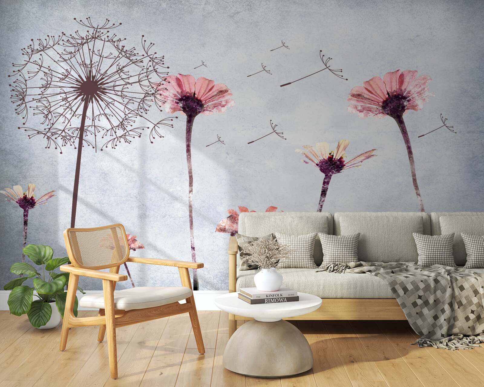 Fototapeta vlčie maky a gerbery pod silným nárazovým vetrom