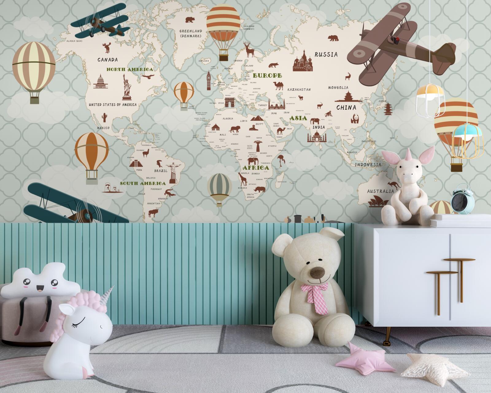 Fototapeta detská mapa sveta