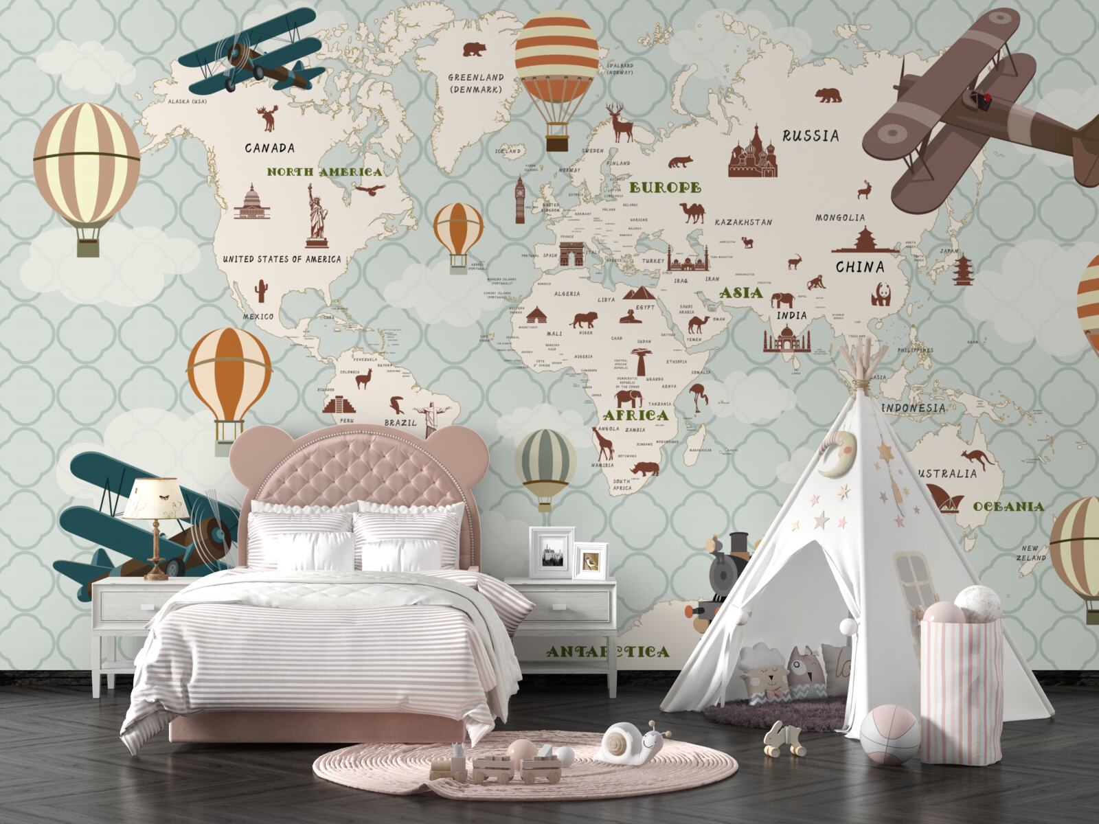 Fototapeta detská mapa sveta