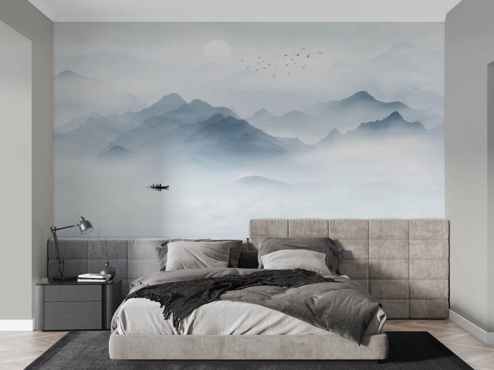 Fototapeta hmla v horách zhustla a rybár zostal sám