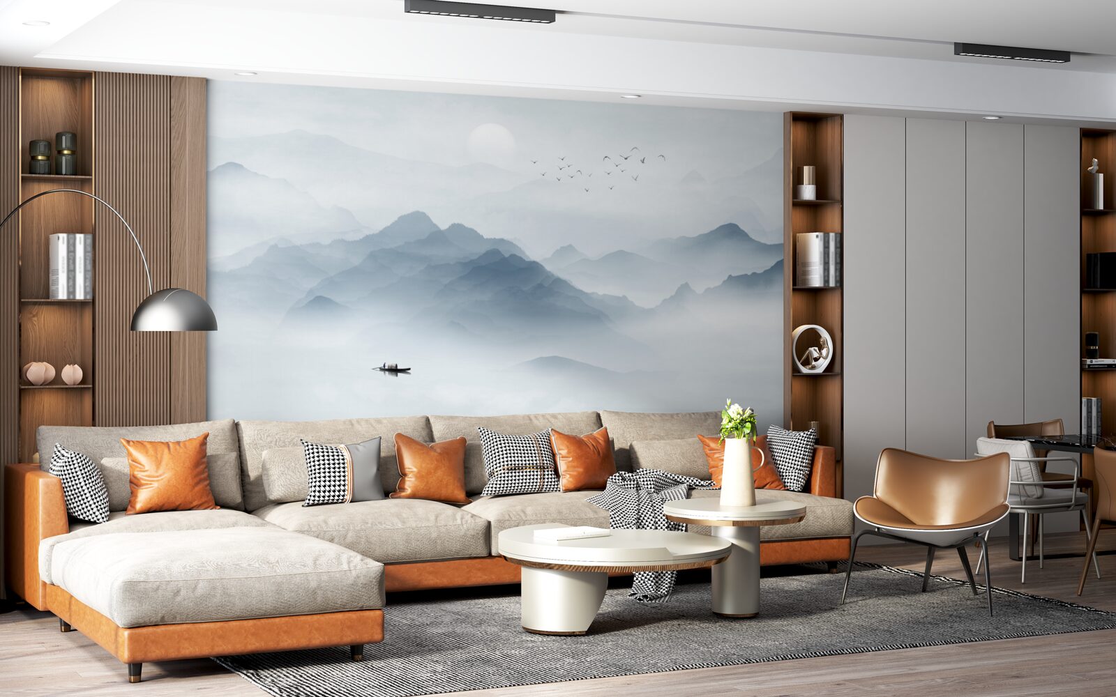 Fototapeta hmla v horách zhustla a rybár zostal sám