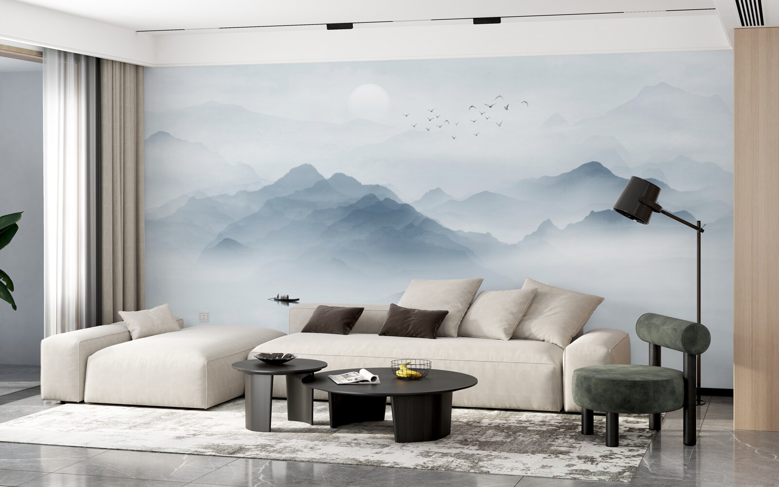 Fototapeta hmla v horách zhustla a rybár zostal sám