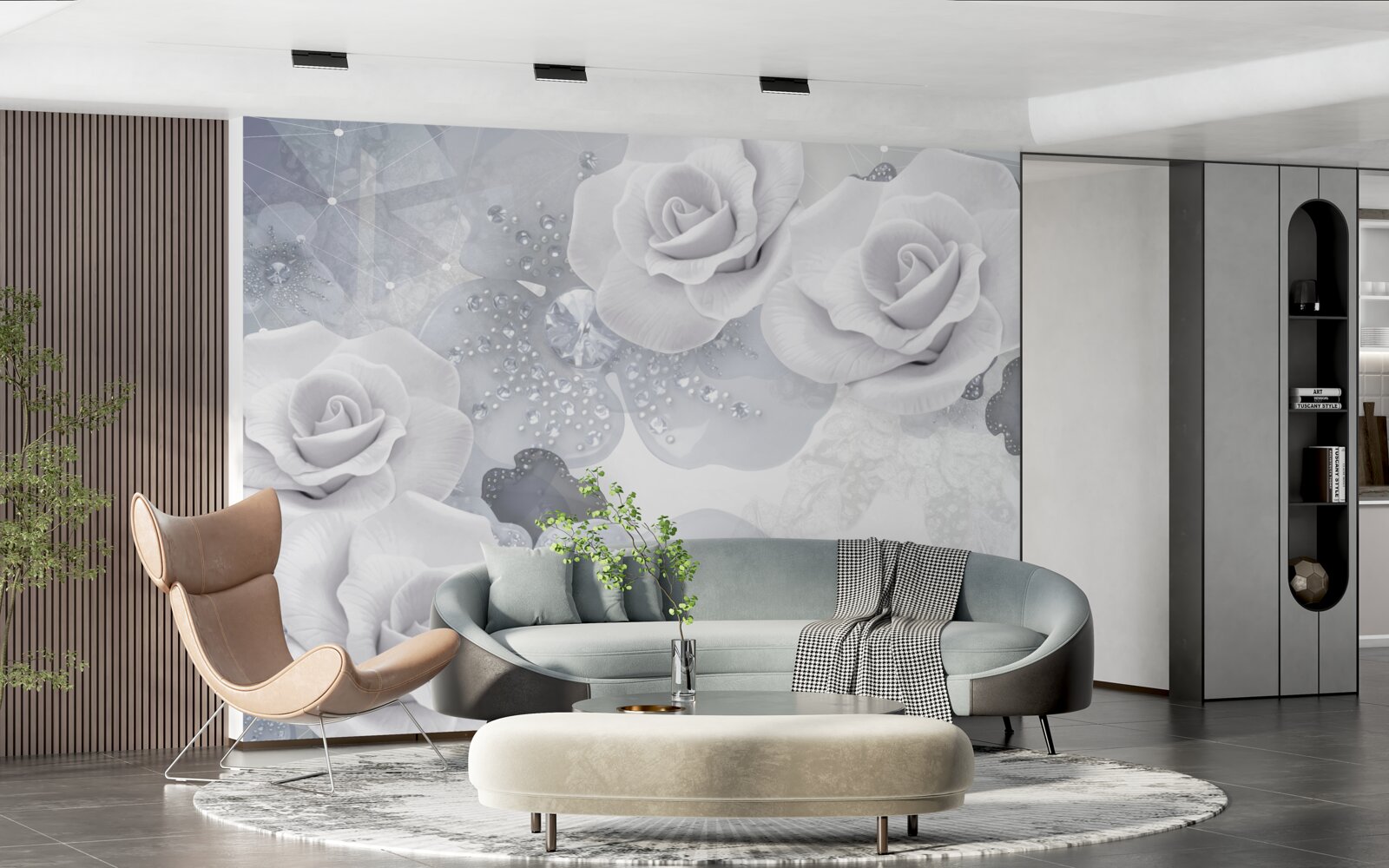 Fototapeta sada bielych kvetov na modrom pozadí