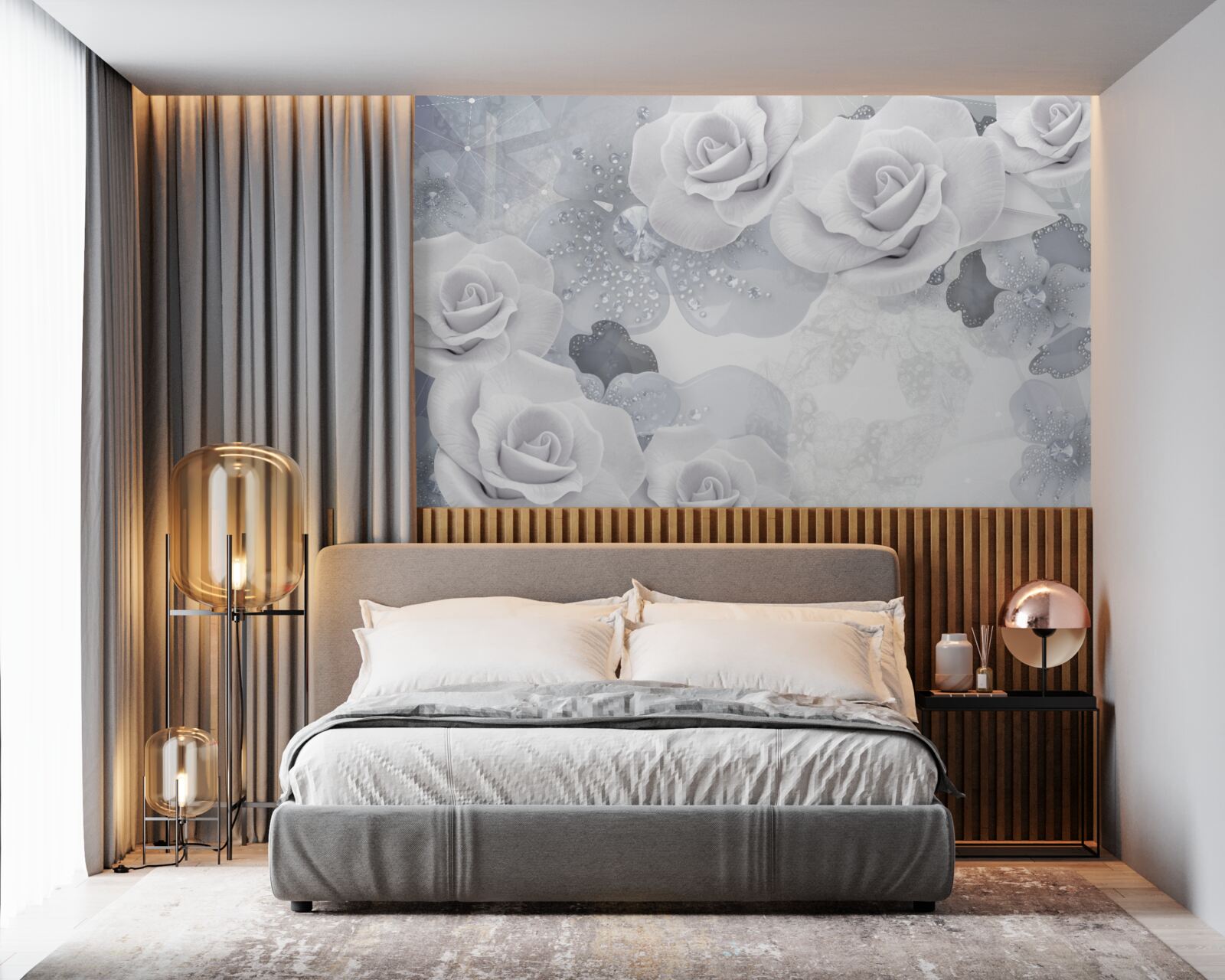 Fototapeta sada bielych kvetov na modrom pozadí