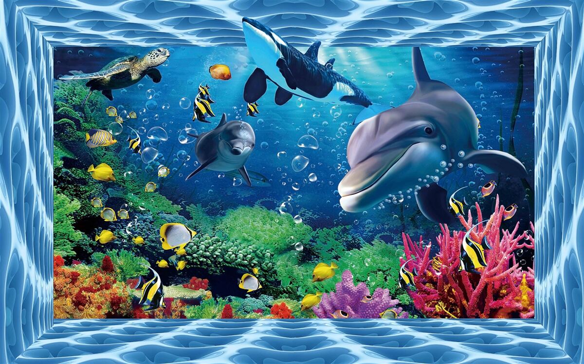 Fototapeta podmorský svet s delfínmi