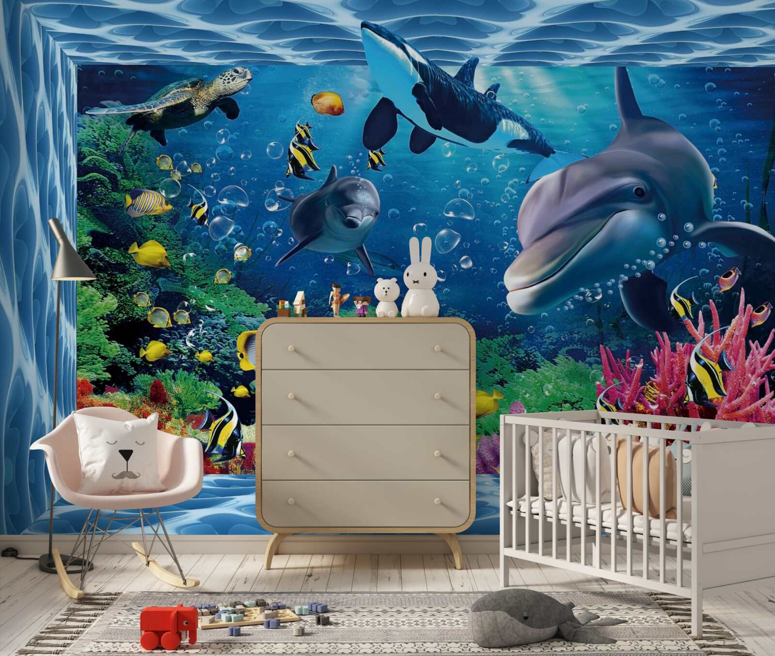 Fototapeta podmorský svet s delfínmi