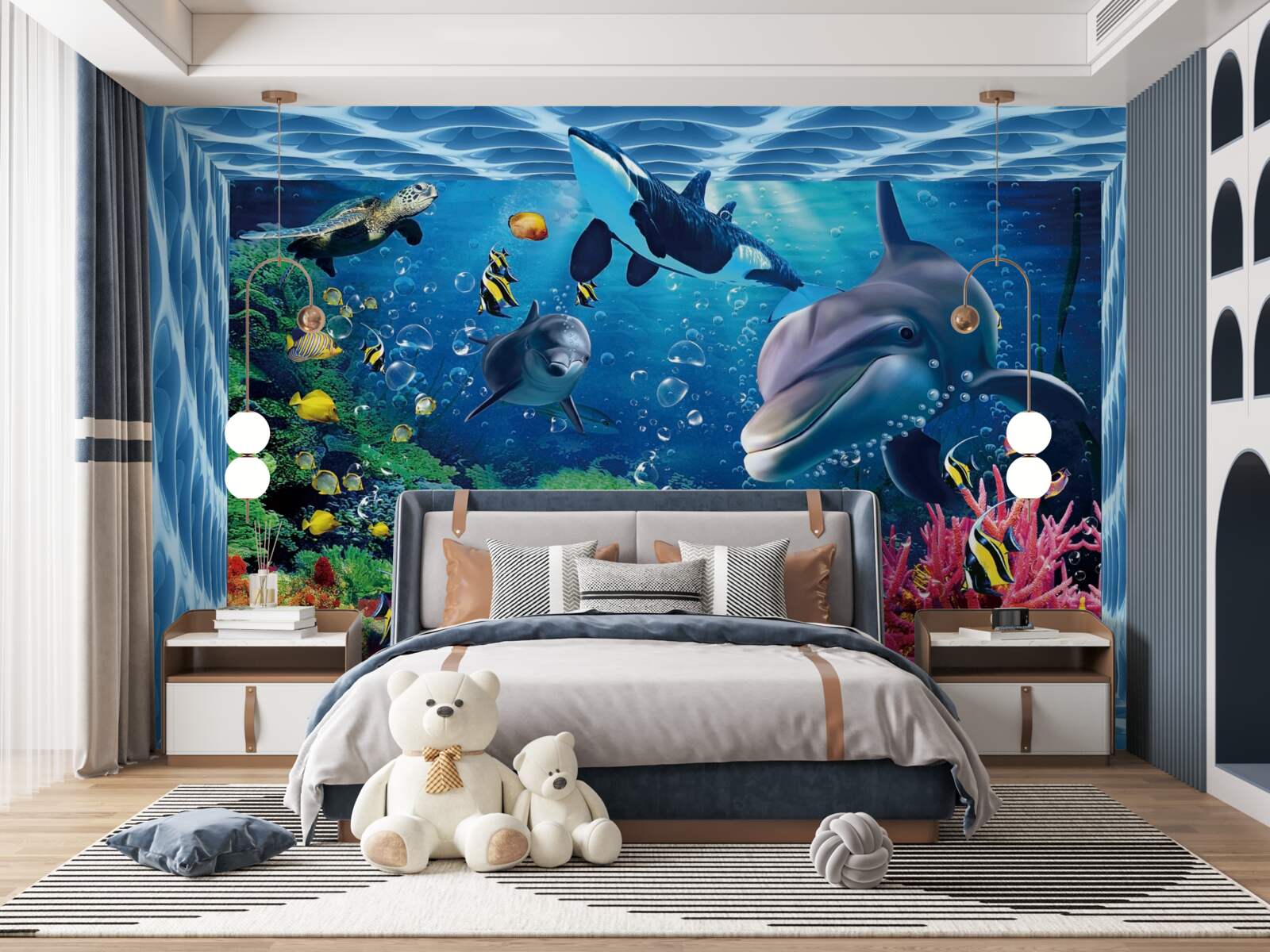 Fototapeta podmorský svet s delfínmi