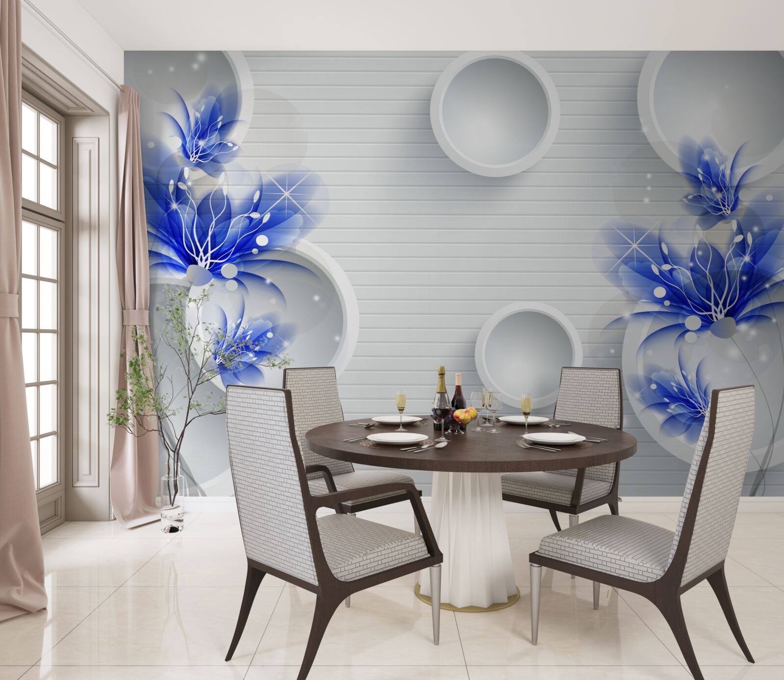 Fototapeta na abstraktnom pozadí s kruhmi sú modré púčiky