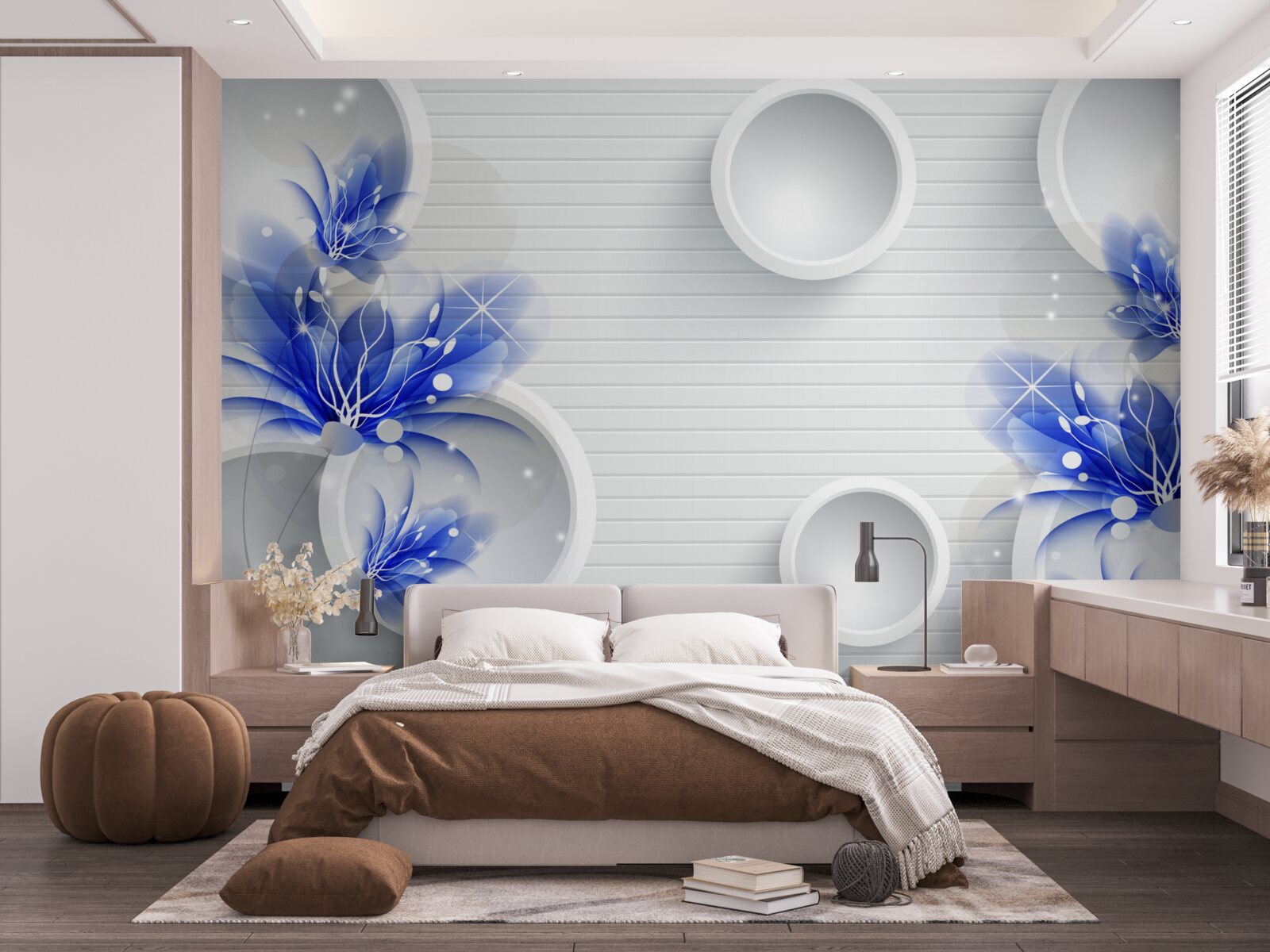 Fototapeta na abstraktnom pozadí s kruhmi sú modré púčiky