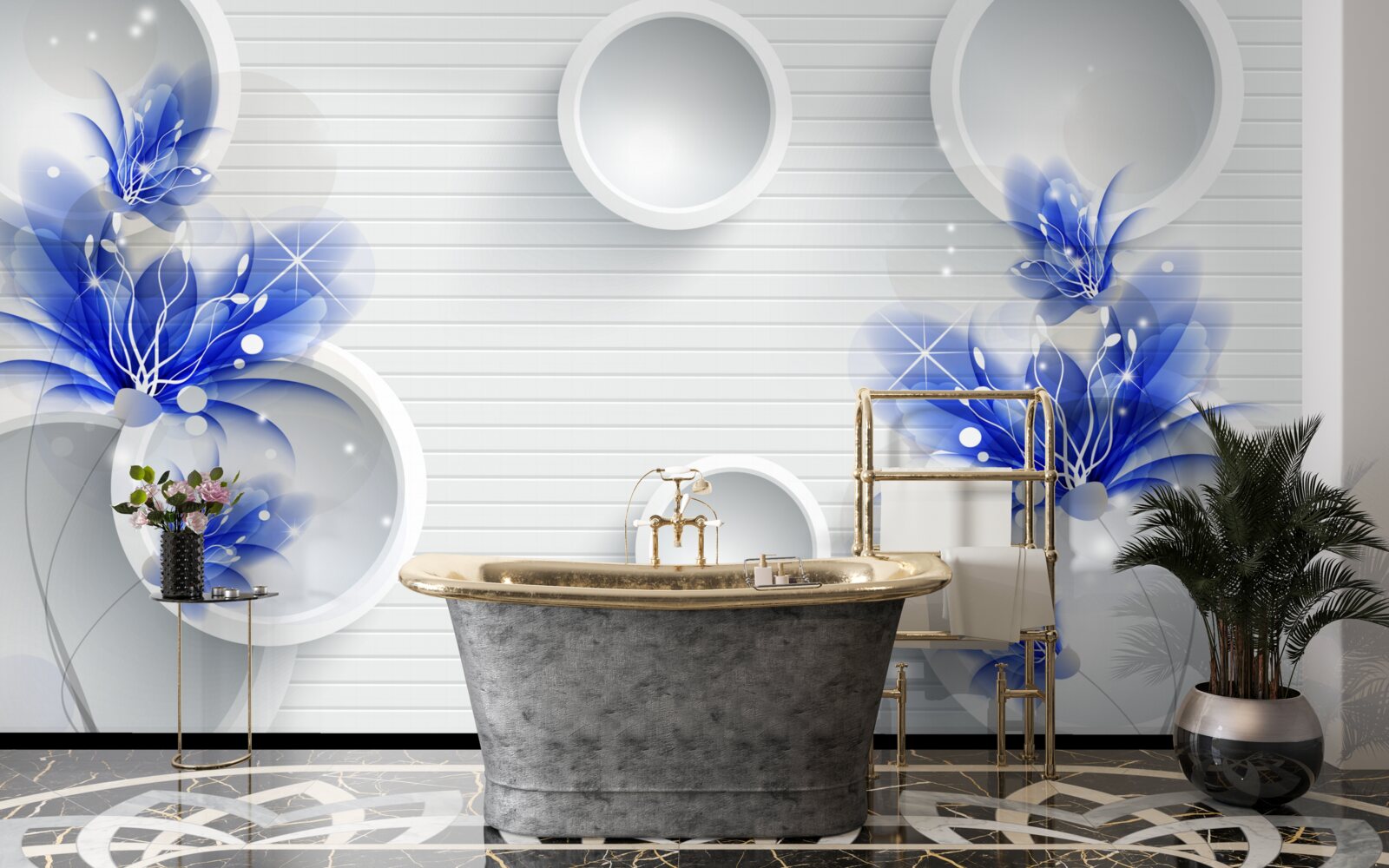 Fototapeta na abstraktnom pozadí s kruhmi sú modré púčiky