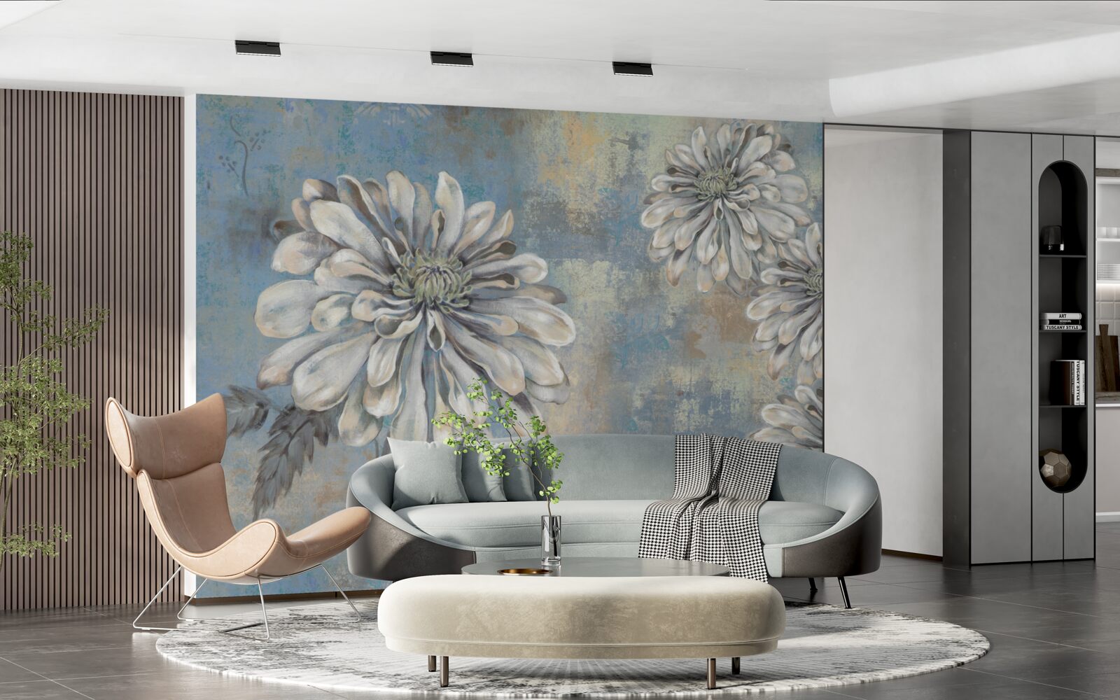 Fototapeta snehobiele astry veľkosti dažďa vylievajú do pozadia dažďa