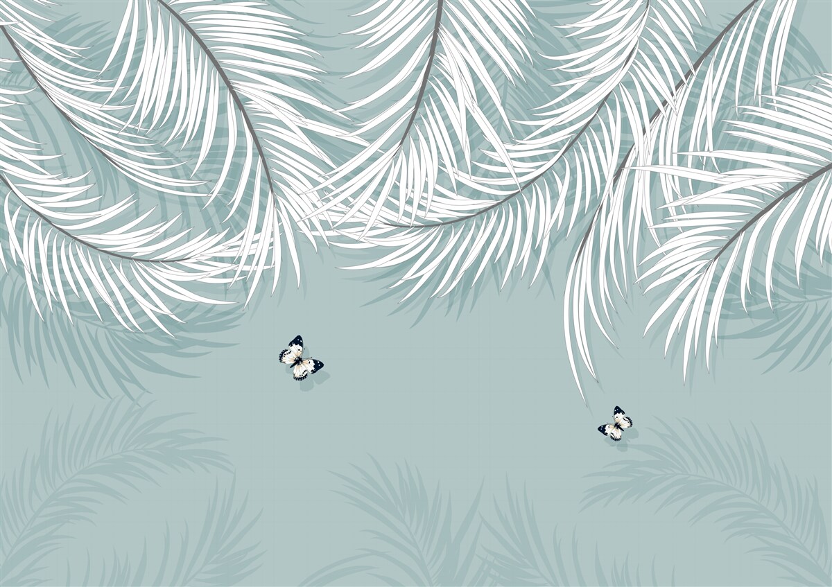 Fototapeta motýle sa skrývajú pod palmovými listami