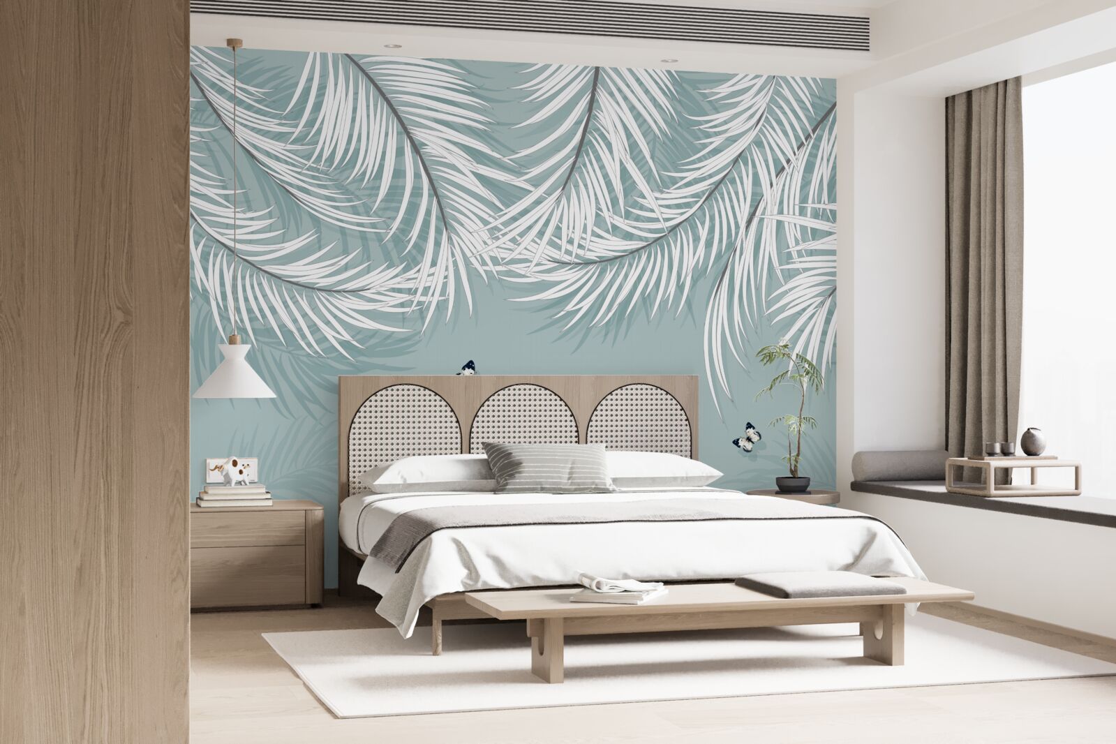 Fototapeta motýle sa skrývajú pod palmovými listami