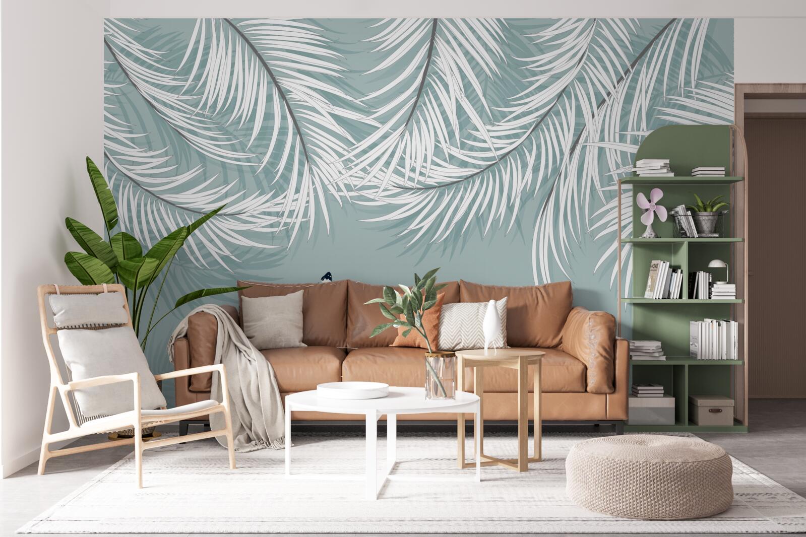 Fototapeta motýle sa skrývajú pod palmovými listami